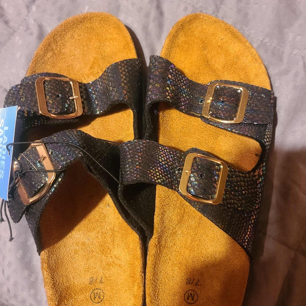 New Iridescent Ladies Sandals Size 7-8 M